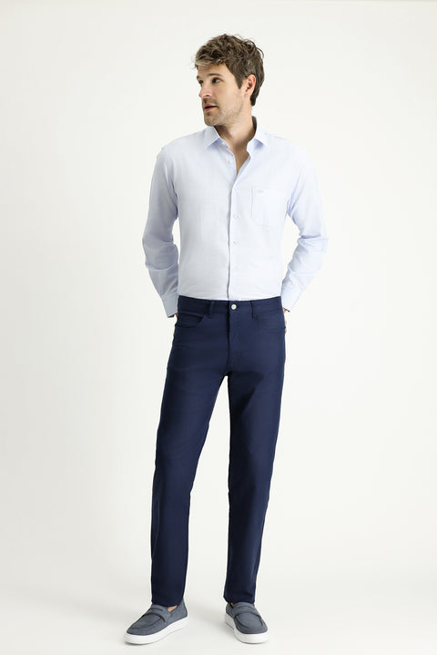 Light Blue Slim Fit Stretch Canvas / Chino Trousers