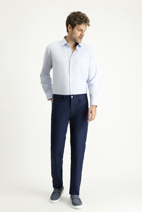 Light Navy Relaxed Fit Stretch Canvas / Chino Trousers