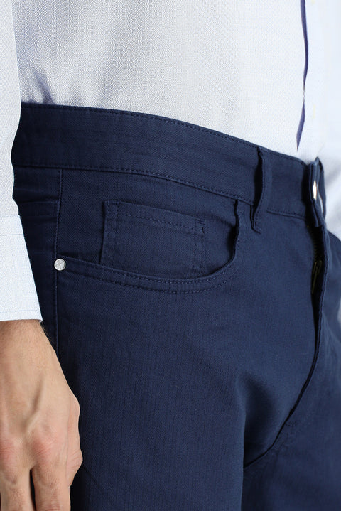Light Blue Slim Fit Stretch Canvas / Chino Trousers