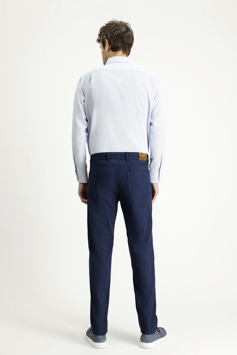Light Navy Relaxed Fit Stretch Canvas / Chino Trousers