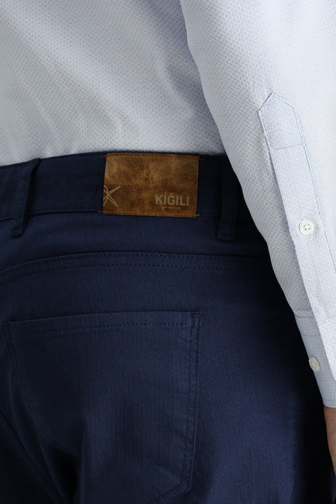 Light Blue Slim Fit Stretch Canvas / Chino Trousers