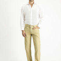 Light Beige Slim Fit Skinny Stretch Canvas / Chino Trousers