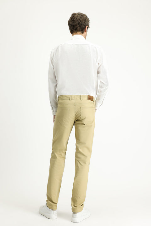 Light Beige Relaxed Fit Stretch Canvas / Chino Trousers