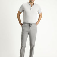 Mid-Gray Slim Fit Narrow Leg Elasticated Waist Drawstring Lycra Jogger Pants