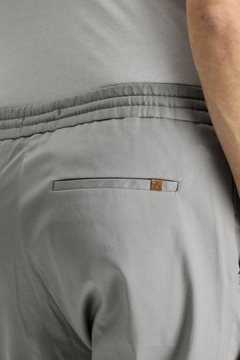 Mid-Gray Slim Fit Narrow Leg Elasticated Waist Drawstring Lycra Jogger Pants