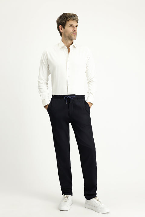 Light Blue Slim Fit Narrow Cut Elasticated Waist Drawstring Stretchy Jogger Pants