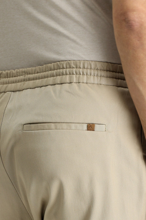 Orta Bej Slim Fit Dar Kesim Beli Lastikli İpli Likralı Jogger Pantolon