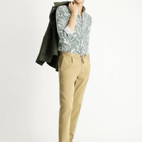 Dark Beige Slim Fit Narrow Cut Elasticated Waist Drawstring Lycra Jogger Pants