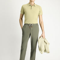 Medium Khaki Slim Fit Tapered Waist Elasticated Drawstring Stretchy Jogger Pants