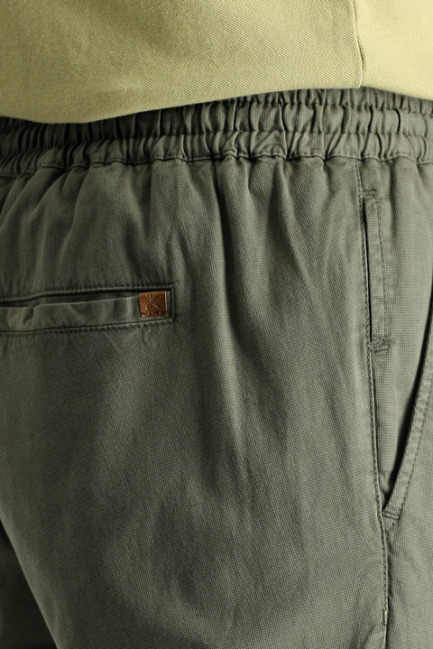 Medium Khaki Slim Fit Tapered Waist Elasticated Drawstring Stretchy Jogger Pants