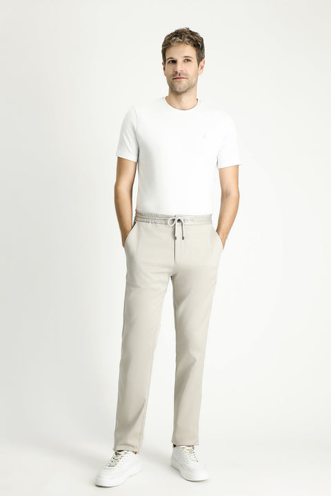 Stone Slim Fit Narrow Cut Elasticated Waist Drawstring Lycra Jogger Pants