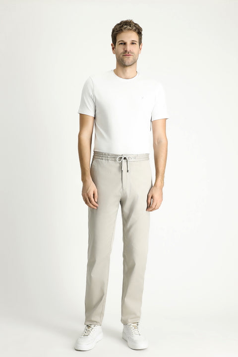 Stone Slim Fit Narrow Cut Elasticated Waist Drawstring Lycra Jogger Pants