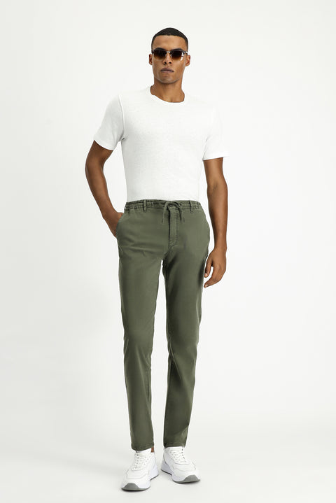 Asker Haki Regular Fit Standart Kesim Beli Lastikli İpli Likralı Jogger Pantolon