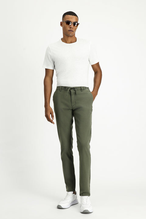 Asker Haki Regular Fit Standart Kesim Beli Lastikli İpli Likralı Jogger Pantolon