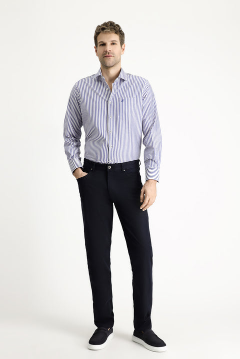 Dark Navy Blue Slim Fit Stretch Canvas / Chino Trousers