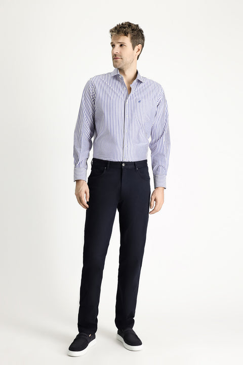 Dark Navy Blue Slim Fit Stretch Canvas / Chino Trousers