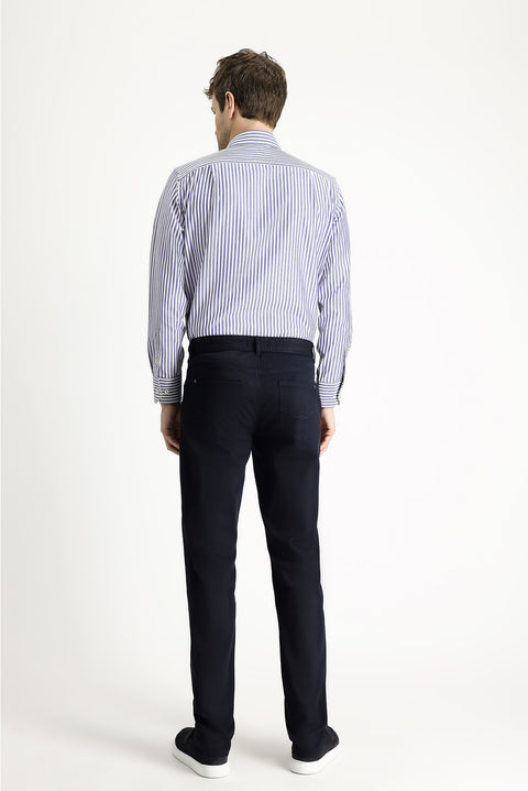 Dark Navy Blue Slim Fit Stretch Canvas / Chino Trousers