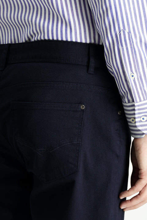 Dark Navy Blue Slim Fit Stretch Canvas / Chino Trousers