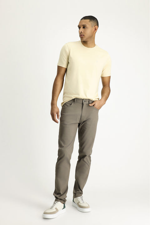 Medium Mink Slim Fit Stretch Canvas / Chino Trousers