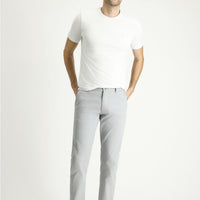 Light Gray Slim Fit Narrow Cut Patterned Lycra Canvas / Chino Trousers