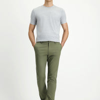 Medium Khaki Slim Fit Patterned Stretchy Canvas / Chino Trousers