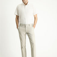 Light Mink Relaxed Fit Patterned Lycra Canvas / Chino Trousers