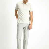 Light Gray Slim Fit Tapered Patterned Lycra Jogger Pants with Elasticated Drawstring Waist