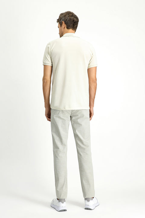 Light Gray Relaxed Fit Comfortable Cut Elastic Waist Drawstring Patterned Lycra Jogger Pants