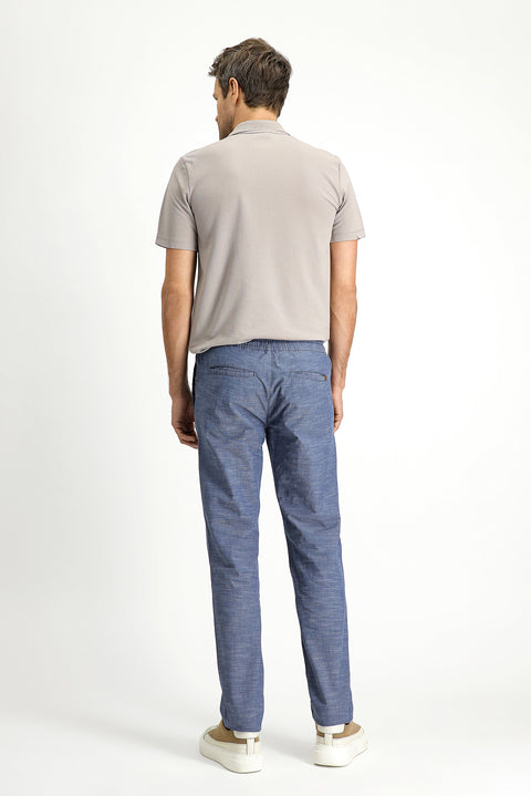 Dark Aviator Slim Fit Narrow Cut Elasticated Waist Drawstring Patterned Lycra Jogger Pants