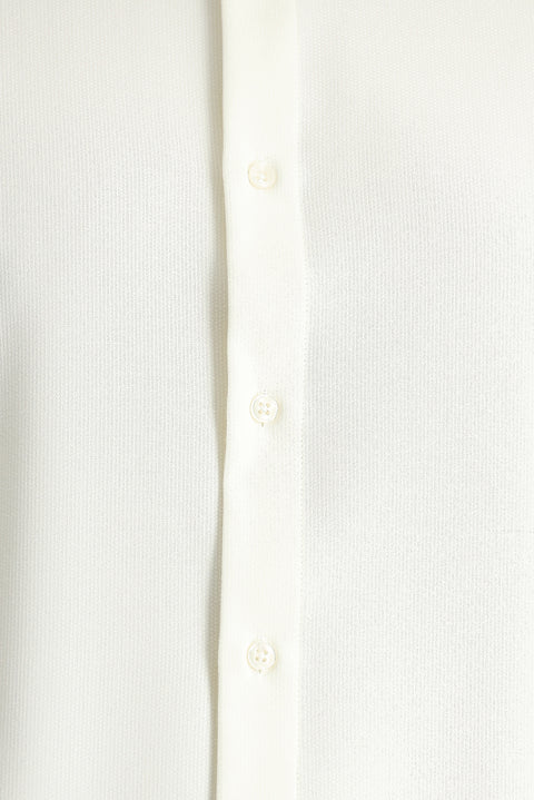 White Long Sleeve Slim Fit Patterned Shirt