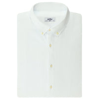 White Plus Size Long Sleeve Patterned Cotton Button-Down Collar Shirt