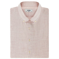 Light Red Plus Size Long Sleeve Patterned Cotton Button-Down Collar Shirt