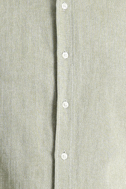 Pistachio Green Long Sleeve Regular Fit Patterned Sporty Cotton Button-Down Collar Shirt