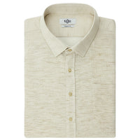 Dark Beige Plus Size Long Sleeve Patterned Pocket Cotton Linen Look Shantuk Shirt