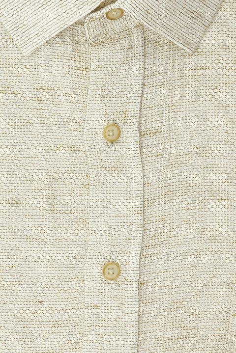 Dark Beige Plus Size Long Sleeve Patterned Pocket Cotton Linen Look Shantuk Shirt