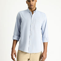 Light Blue Long Sleeve Regular Fit Oxford Cotton Button-Down Shirt