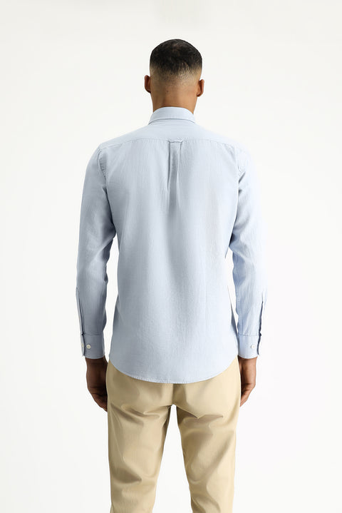 Light Blue Long Sleeve Regular Fit Oxford Cotton Button-Down Shirt