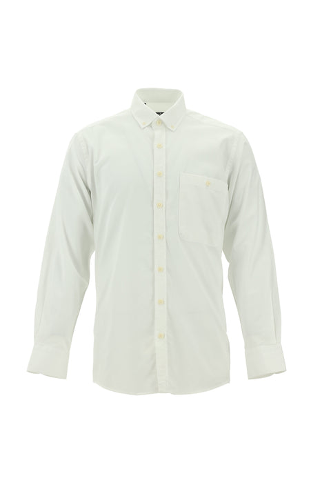 White Long Sleeve Regular Fit Oxford Cotton Button-Down Shirt