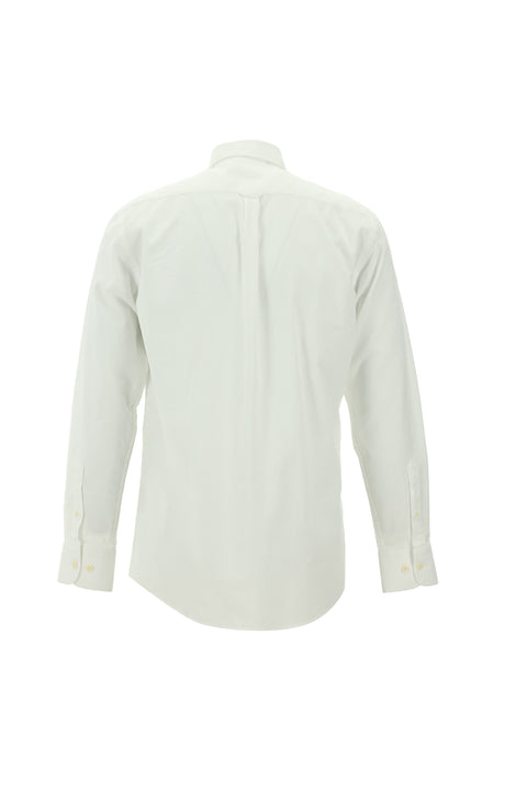 White Long Sleeve Regular Fit Oxford Cotton Button-Down Shirt