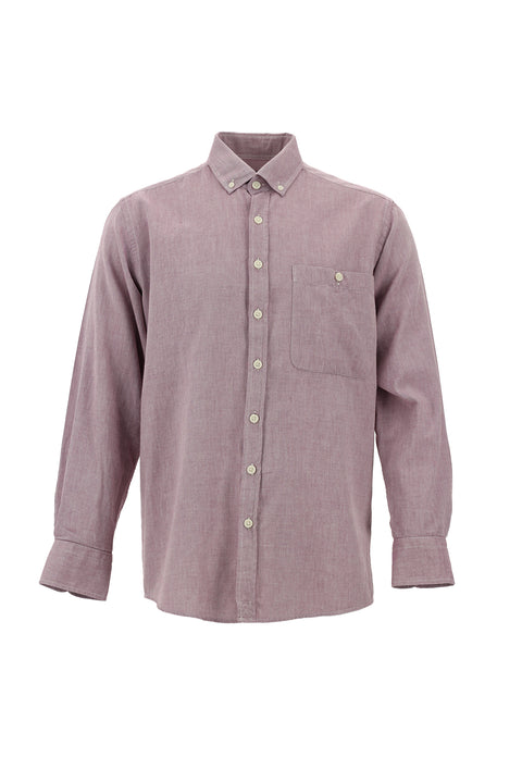 Light Purple Long Sleeve Regular Fit Oxford Cotton Button-Down Shirt