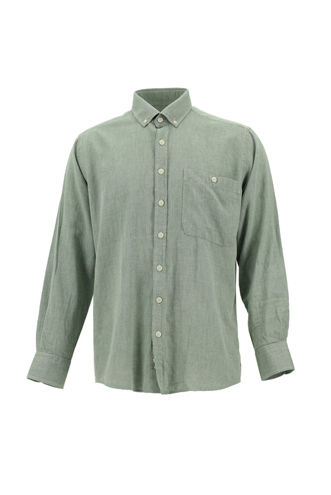 Dark Green Long Sleeve Regular Fit Oxford Cotton Button-Down Shirt