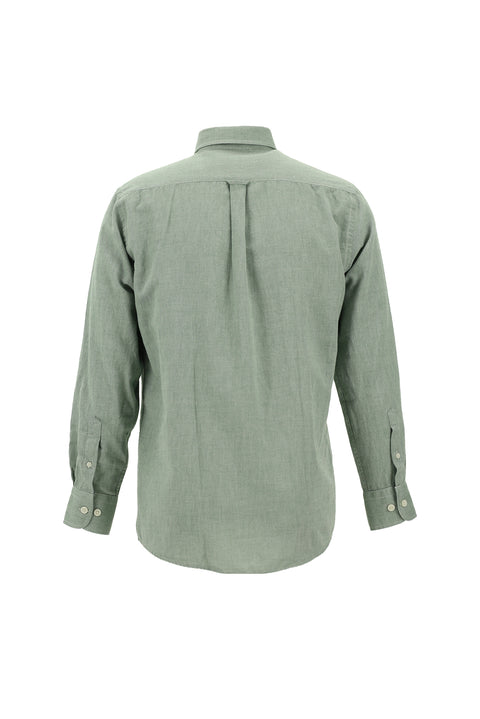 Dark Green Long Sleeve Regular Fit Oxford Cotton Button-Down Shirt