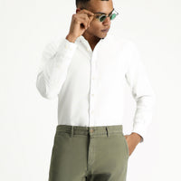 White Long Sleeve Regular Fit Oxford Cotton Shirt