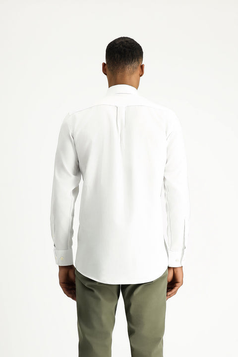 White Long Sleeve Regular Fit Oxford Cotton Shirt