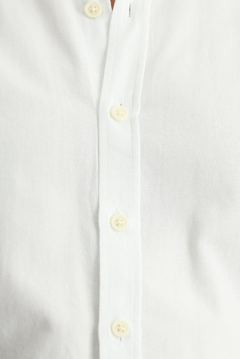 White Long Sleeve Regular Fit Oxford Cotton Shirt
