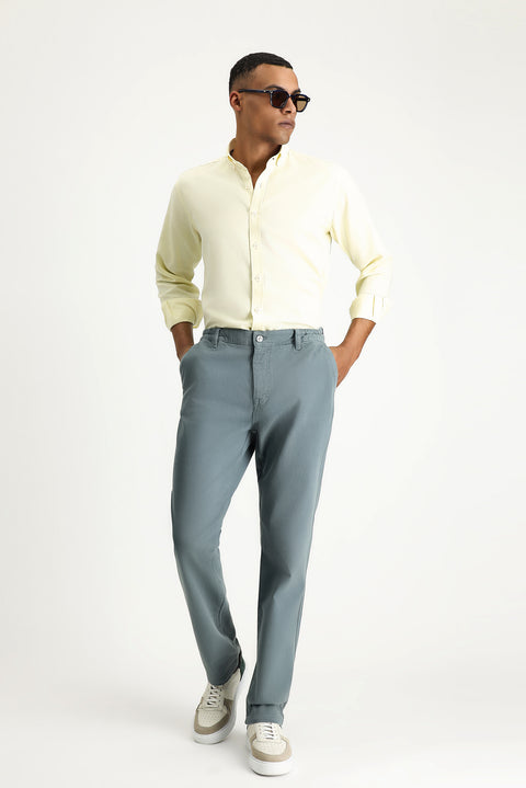 Light Yellow Long Sleeve Regular Fit Oxford Cotton Shirt