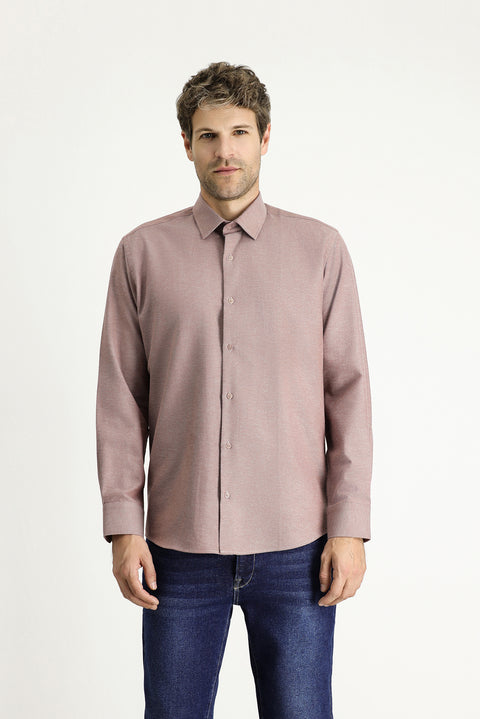 Light Burgundy Long Sleeve Regular Fit Sport Cotton Shirt