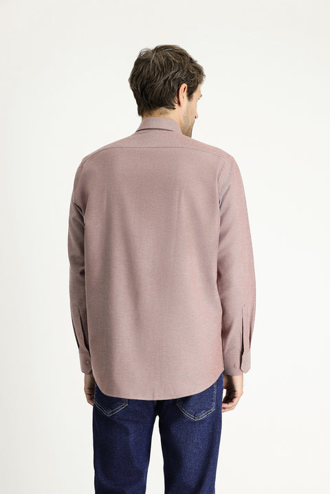 Light Burgundy Long Sleeve Regular Fit Sport Cotton Shirt