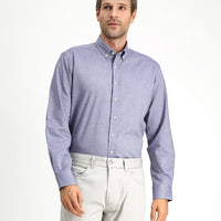 Medium Navy Long Sleeve Regular Fit Button-Down Collar Oxford Cotton Shirt