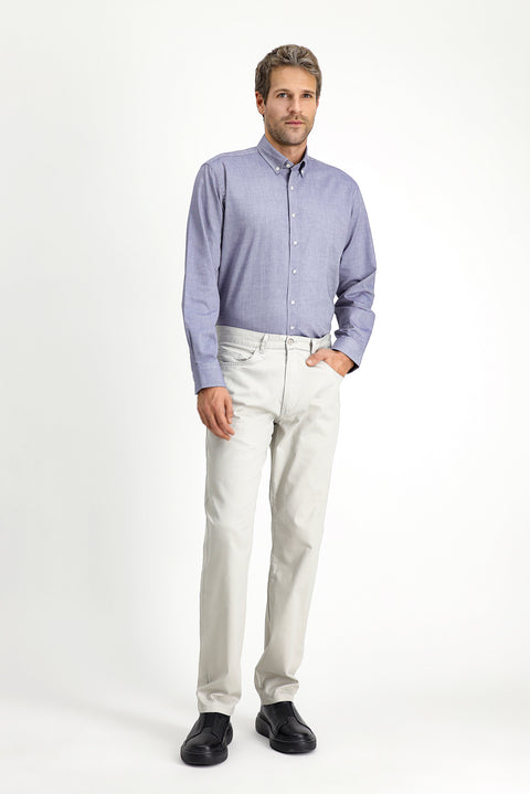 Medium Navy Long Sleeve Regular Fit Button-Down Collar Oxford Cotton Shirt